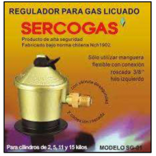 REGULADOR GAS 15 KG C/VALVULA SEG. SERCOGAS